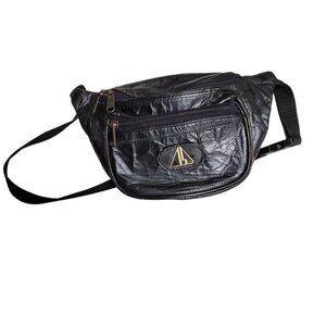 Vintage 90s Y2K Patchwork Fanny Pack Belt Bag with Multi-Zip Compartments & Adju
